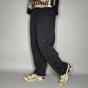 Nike Sweatpants XL Smoke Black Polyester Subtle Swoosh Baggy Wide Leg Therma Fit - Picture 1 of 4