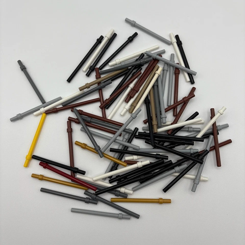 LEGO lot of 80 Bar W stop ring minifig accessories 63965 6L 4095 6.6L Technic - Image 1 of 1