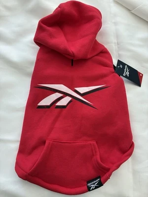 Reebok Dog Logo Hoodie Red & White Fleece Sweatshirt Size Medium - Image 1 of 4