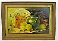 Antique American Oil/Canvas Painting Folk Art Country  Lemons Still Life Signed!