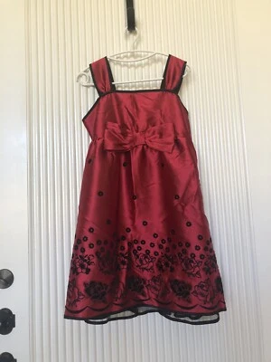 ¡¡OFERTA!!!Secret Charm Hermoso Vestido de Fiesta Rojo/Negro para Niñas Talla 16 Foto 1 de 4