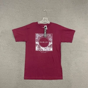 Hurley T-Shirt Mens Small Burgundy Red Graphic Cotton Skater Dad Casual - Picture 1 of 6