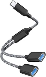 USB C Male to Dual USB Female Adapter, USB C to USB Splitter, Type C to USB A OT - Picture 1 of 7