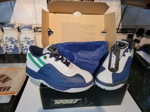 NUEVAS ZAPATILLAS CANGUROS BLANCAS AZULES VERDES DE CUERO PARA HOMBRE NUEVAS EN CAJA TALLA UK 5 6 7 - Imagen 1 de 5