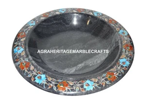 Marble Fruit Bowl Real Stone Marquetry Inlay Floral Art Kitichen Deco Gift H1357 - Picture 1 of 7