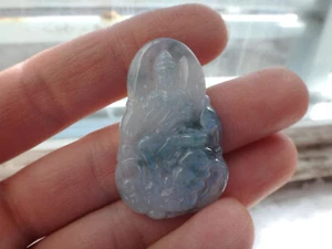 Colgante Natural A Jadeíta Jade Verde Helado Kwan Yin Guan Yin Buda 觀音 - Imagen 1 de 9