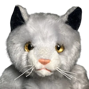 Peluche chat chaton perle vintage Ty Classic 14" yeux gris argenté jaune - Photo 1/10