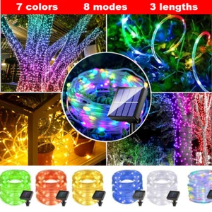 7-12M Solar Rope PVC LED String Fairy Lights Garden Outdoor Wedding Party Decor - Picture 1 of 31