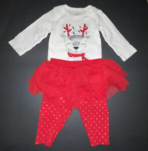 Just One You Carter’s 3 Months Baby Girls 2 Piece Christmas Reindeer Tutu Outfit