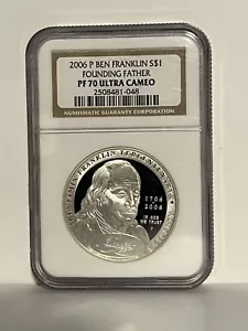 2006 P BEN FRANKLIN Founding Commemorative Silver Dollar NGC PF 70 ULTRA CAMEO - Picture 1 of 2