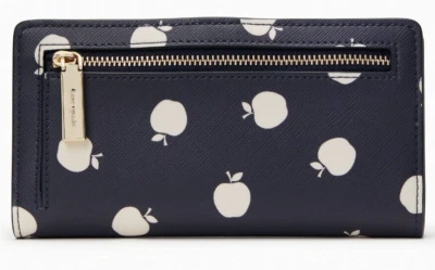 NUEVO CON CAJA Kate Spade Staci Grande Delgado Doble Plegable Azul Marino Blanco Cartera K8306 Bolsa de Regalo Foto 1 de 4