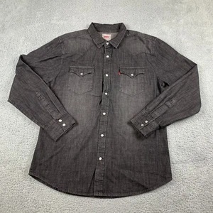 Camisa Vintage Levis Para Hombres Grande Negra Denim Perla A Presión Western Ranch Cowboy Yugo - Imagen 1 de 11