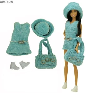 Blau Mode Kleidungsset für Barbiepuppe Outfit Weste Mantel Schuhe Hut Handtasche - Bild 1 von 3