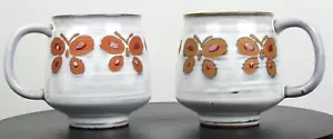 Pair of unsigned, studio art, red clay pottery, butterfly mugs *READ* - Picture 1 of 11