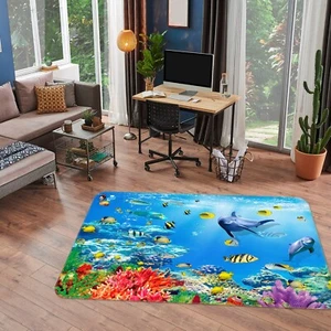 3D Dolphin Coral R041 Non Slip Rug Mat Round Elegant Carpet Panda - Picture 1 of 5