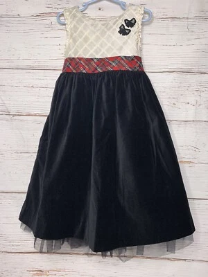 Vestido de Navidad Vintage Laura Ashley Niñas Seda y Terciopelo Cuadros Largo Talla 4T Foto 1 de 4