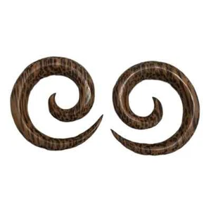 7mm Natural Wood Spiral Ear Gauge Expander Stretcher Hanger NEW Unisex - Picture 1 of 2