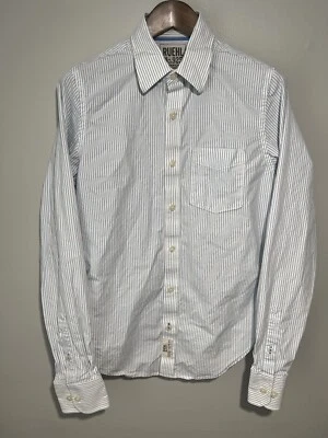 Camisa Ruehl Nº 925 Para Hombre M Blanca Azul Rayas Informal Abotonada Manga Larga Foto 1 de 4