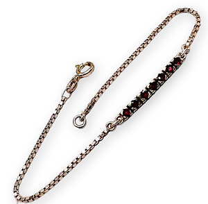 Sterling Silver 925 Round Natural Ruby Bracelet Rubies Prong Set Box Chain 7"