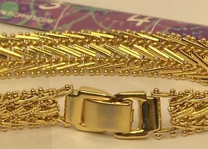 Gold tone Fancy Link Bracelet Very Nice Some Wear On Gold Good Condition - Picture 1 of 7