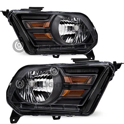 For 2010-2014 Ford Mustang Black Headlights Assembly Amber Corner Headlamps Pair Foto 1 de 4