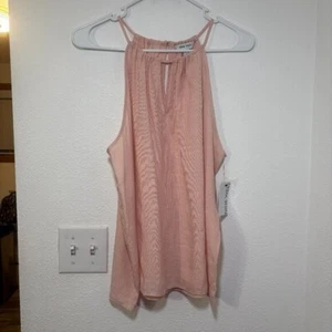 Nine West Neckholder Top Bluse hellrosa fließend Schlüsselloch Neu Gr. Large Business - Bild 1 von 6