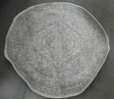 IVORY / SILVER 4' X 4' Round Stained Rug, Reduced Price 1172618531 ADR108B-4R - Image 1 of 4