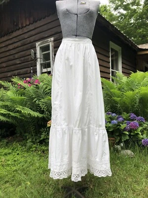 "Lencería romántica eduardiana victoriana vintage de 1800 encaje algodón enagua con 32""" Foto 1 de 4