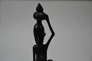 Escultura africana, mujer embarazada, ébano, tallada a mano - Imagen 1 de 9