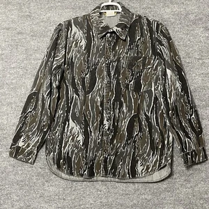 Vintage Ideal Button Up Shirt Camo Treebark Mens Size Large Corduroy Long Sleeve - Picture 1 of 7