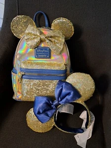 Disney Parks Loungefly Mini Backpack 50th Anniversary Gold EARidescent + EARS - Picture 1 of 10