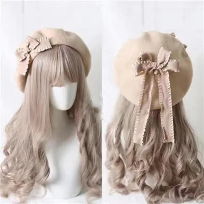 Princesa Japonesa Mori Niñas Mezcla de Lana Boina Pintor Sombrero Invierno Cálido Gorra Foto 1 de 4