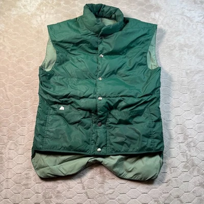 Chaleco verde aislante de plumón de ganso cómodo de colección talla mediana reversible Foto 1 de 4