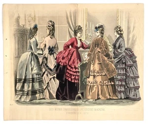 Fashion / Hand-Colored Print from Peterson’s Magazine Sept 1872 - Picture 1 of 2