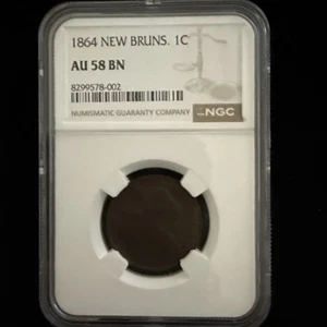 1864 New Brunswick One Cent NGC AU 58 BN A2 - Bild 1 von 3