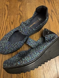 Bernie Mev Fame Women 40 US 9-9.5 Multicolor Woven Wedge Heel Sandals Excellent - Picture 1 of 5