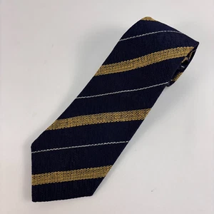COLLANA uomo Turnbull & Asser fatta a mano in Inghilterra NERO ORO BLU NAVY RIGHE seta - Foto 1 di 20