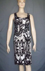 Sz 42 6 M JUST CAVALLI Roberto Black White Stretch Bodycon Animal Sheath Dress - Picture 1 of 7
