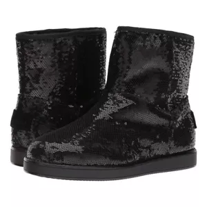Botas de moda G by Guess para mujer Asella tela con lentejuelas cerradas punta negra al tobillo 6M - Imagen 1 de 7