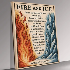 Fire and Ice Poem Robert Frost Canvas Print Wall Art Picture - Picture 1 of 7