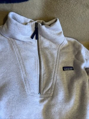 Patagonia Woolie Fleece Sweater Mens L Pullover 1/4 Zip Wool Blend Oyster White - Image 1 of 4