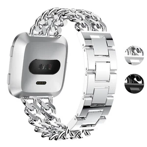 StrapsCo Alloy Chain Link Watch Bracelet Band Strap for Fitbit Versa / 2 / Lite - Picture 1 of 8