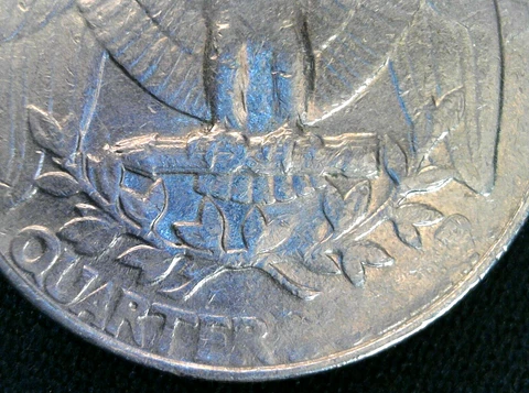 1988p Washington quarter with strike thru on reverse Cover