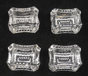 SET OF 4 CLEAR GLASS OPEN SALT CELLARS, RECTANGULAR w BEVELED CORNERS, CONCAVE - Picture 1 of 4
