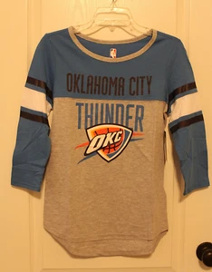 NWT Oklahoma City Thunder NBA UNK 3/4 Sleeve Round Neck Cotton Tee Shirt Women S - Picture 1 of 7