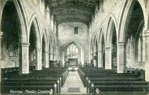 POSTAL IMPRESA DEL INTERIOR DE LA IGLESIA REPTON, (CERCA DEL DERBY), DERBYSHIRE - Imagen 1 de 2