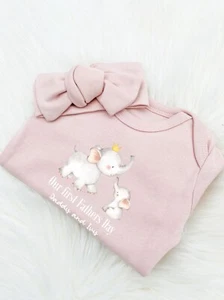 Our First Father's Day 2023 Personalised Baby & Daddy Elephant Design - Picture 1 of 4