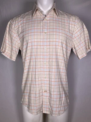 Camisa de manga corta a cuadros beige ojo de pájaro Nyne Coolmax para hombre MEDIANA Foto 1 de 4