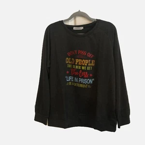 Miss look Women Gray Pullover Scoop Neck Printed Words T-Shirt Size XL. New. - Picture 1 of 12