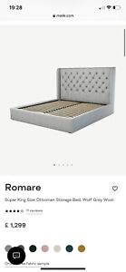 MADE.COM Romare Super King Size Ottoman Storage Bed, Wolf Grey Wool - £1299